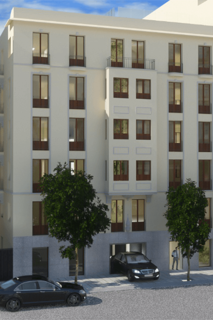 Elegant and traditional facade on an urban street.